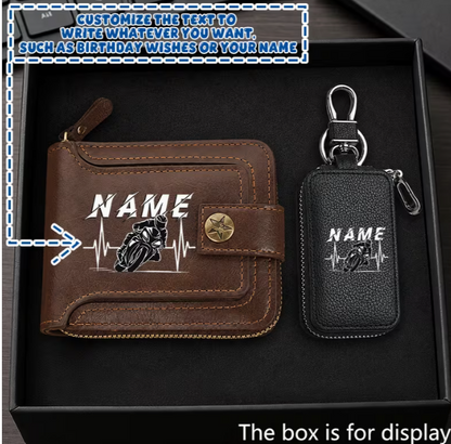 🖤 1. Men's Personalised Wallet + Key Holder Set