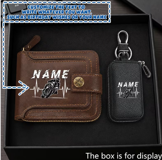 🖤 1. Men's Personalised Wallet + Key Holder Set