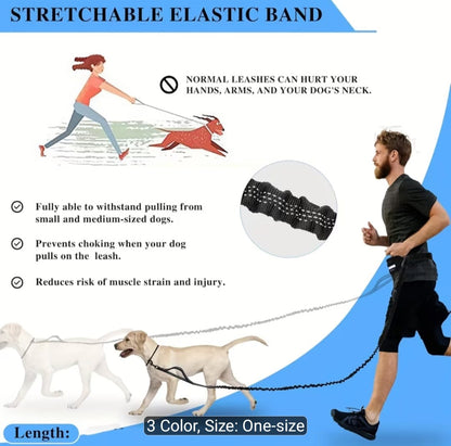 🐾 Hands-Free Dog Walking Belt with Bungee Leash & Zipper Pouch