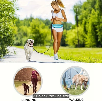 🐾 Hands-Free Dog Walking Belt with Bungee Leash & Zipper Pouch