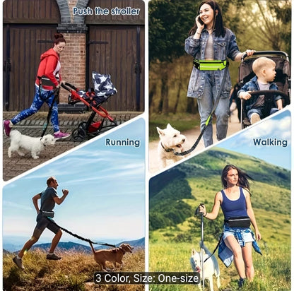 🐾 Hands-Free Dog Walking Belt with Bungee Leash & Zipper Pouch