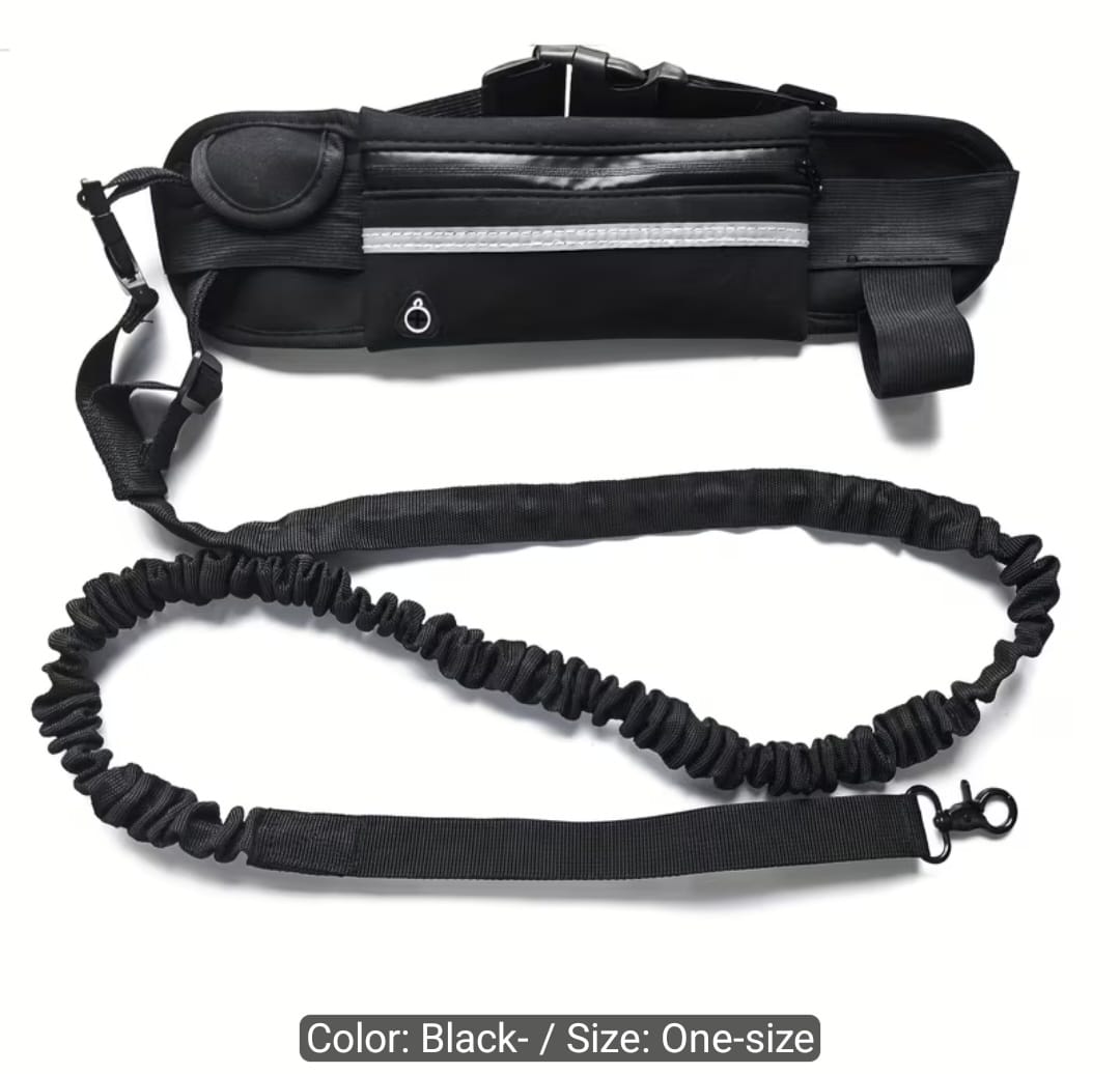 🐾 Hands-Free Dog Walking Belt with Bungee Leash & Zipper Pouch