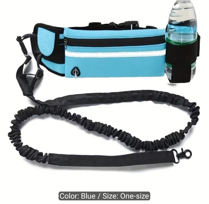 🐾 Hands-Free Dog Walking Belt with Bungee Leash & Zipper Pouch
