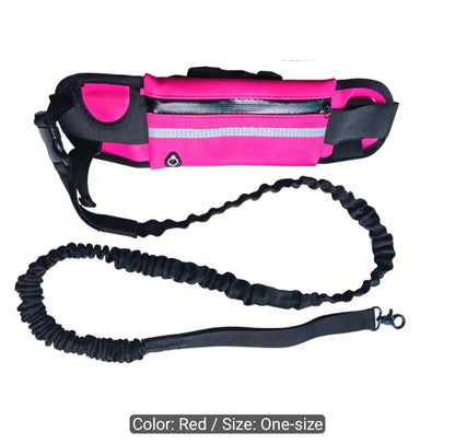 🐾 Hands-Free Dog Walking Belt with Bungee Leash & Zipper Pouch
