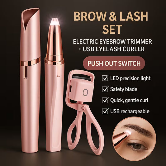 ✨  Precision Beauty Duo(Brow trimmer & Heated Curler)